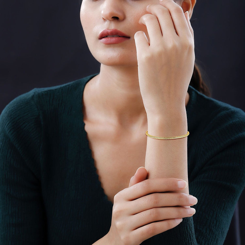 Vermeil YG Sterling Silver Bracelet (Size - 7.5),  Silver Wt. 7 Gms