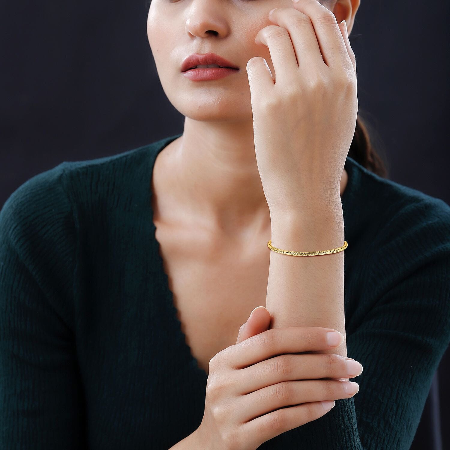 Vermeil Yellow Gold Plated Sterling Silver Snake Bracelet (Size - 7.5),  Silver Wt. 7 Gms 7782972 3