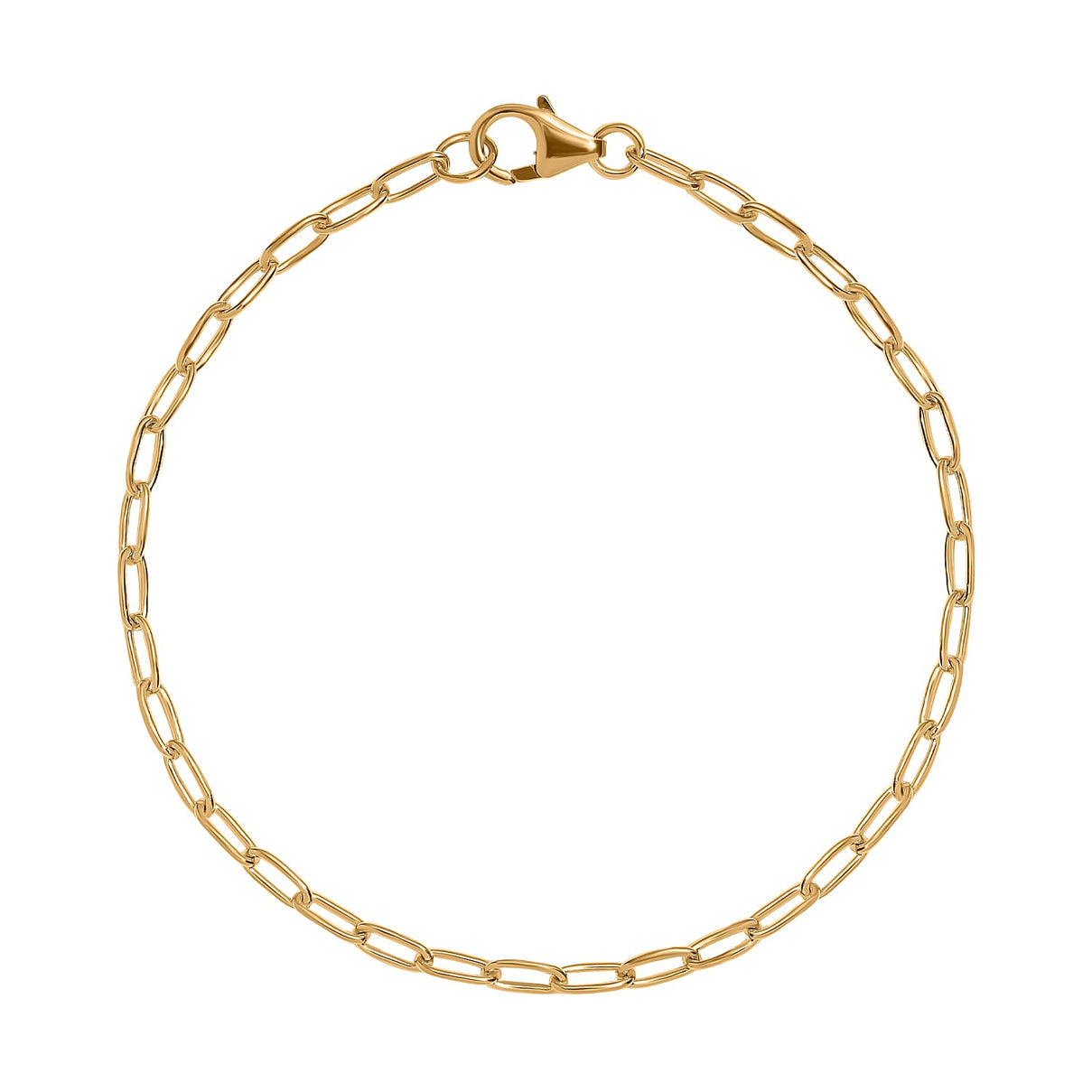 Closeout Deal- 18K Yellow Gold Vermeil Plated Sterling Silver Paperclip Bracelet (Size - 7.5) 7564385 0