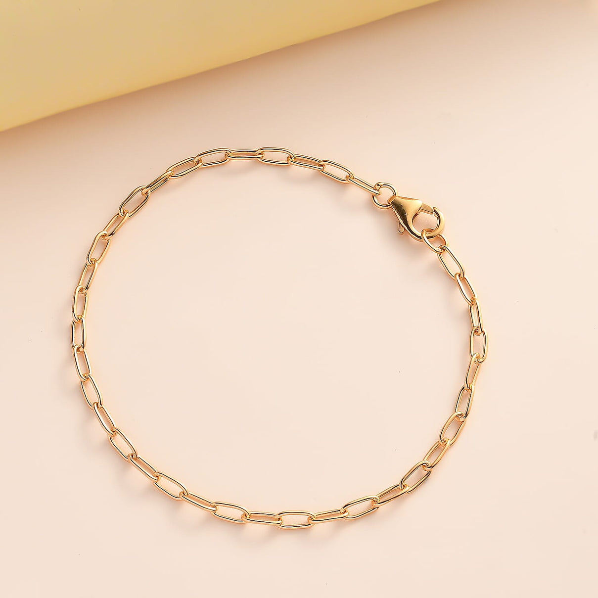 Closeout Deal- 18K Yellow Gold Vermeil Plated Sterling Silver Paperclip Bracelet (Size - 7.5) 7564385 1