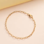 Closeout Deal- 18K Yellow Gold Vermeil Plated Sterling Silver Paperclip Bracelet (Size - 7.5)