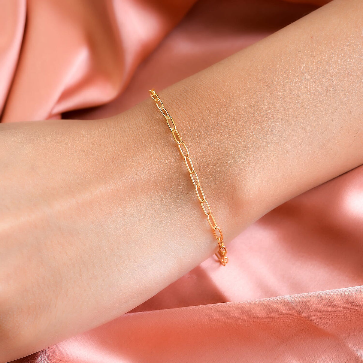 Closeout Deal- 18K Yellow Gold Vermeil Plated Sterling Silver Paperclip Bracelet (Size - 7.5) 7564385 2