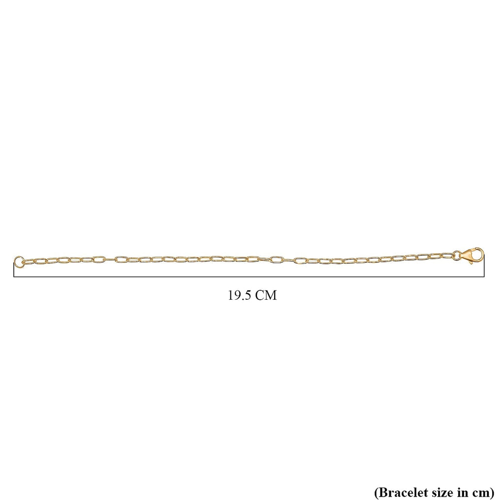 Closeout Deal- 18K Yellow Gold Vermeil Plated Sterling Silver Paperclip Bracelet (Size - 7.5)