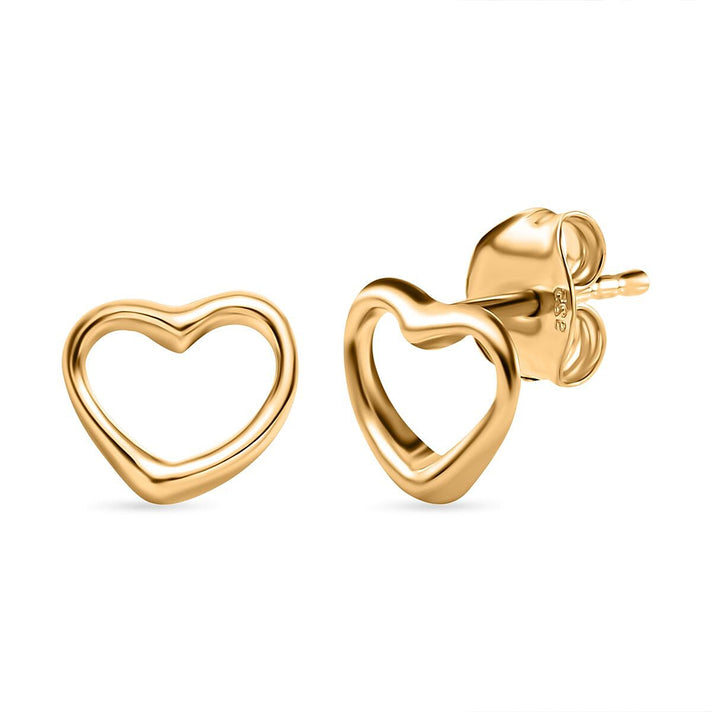 Heart Earrings in Sterling silver with an 18K Vermeil Yellow Gold (with Push Post) 7340969 1