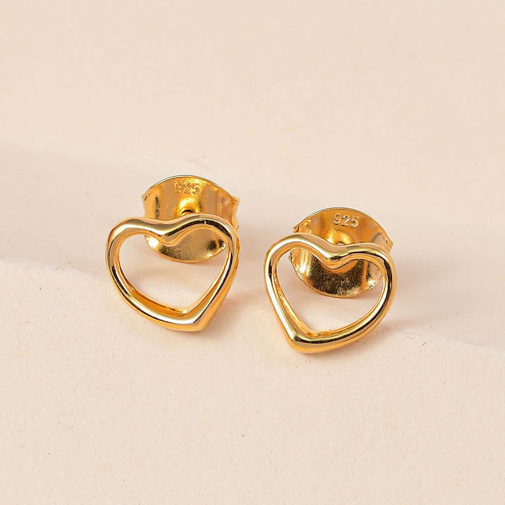 Heart Earrings in Sterling silver with an 18K Vermeil Yellow Gold (with Push Post) 7340969 2