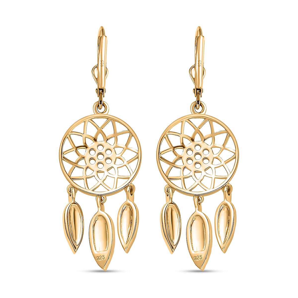 Vermeil YG Sterling Silver Fancy Earring,  Silver Wt. 5.94 Gms 7743714 5