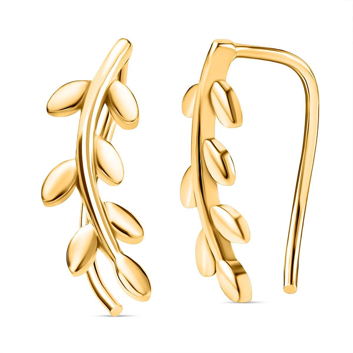 18K Yellow Gold Vermeil Plated Sterling Silver Climber Leaf Earrings 7511007 0