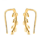 18K Yellow Gold Vermeil Plated Sterling Silver Climber Leaf Earrings
