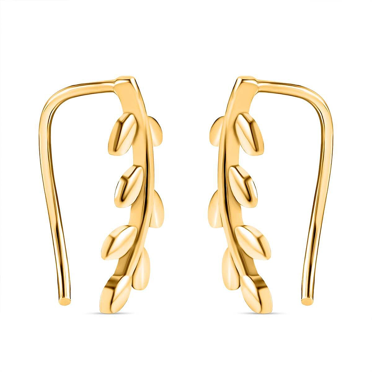 18K Yellow Gold Vermeil Plated Sterling Silver Climber Leaf Earrings 7511007 3