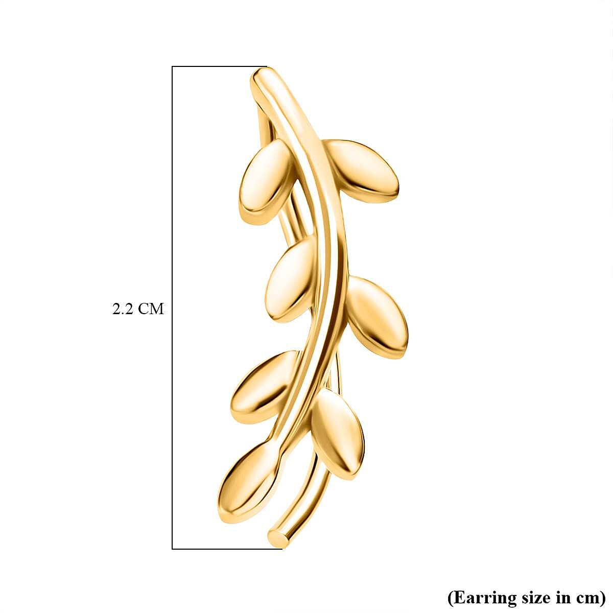 18K Yellow Gold Vermeil Plated Sterling Silver Climber Leaf Earrings 7511007 4