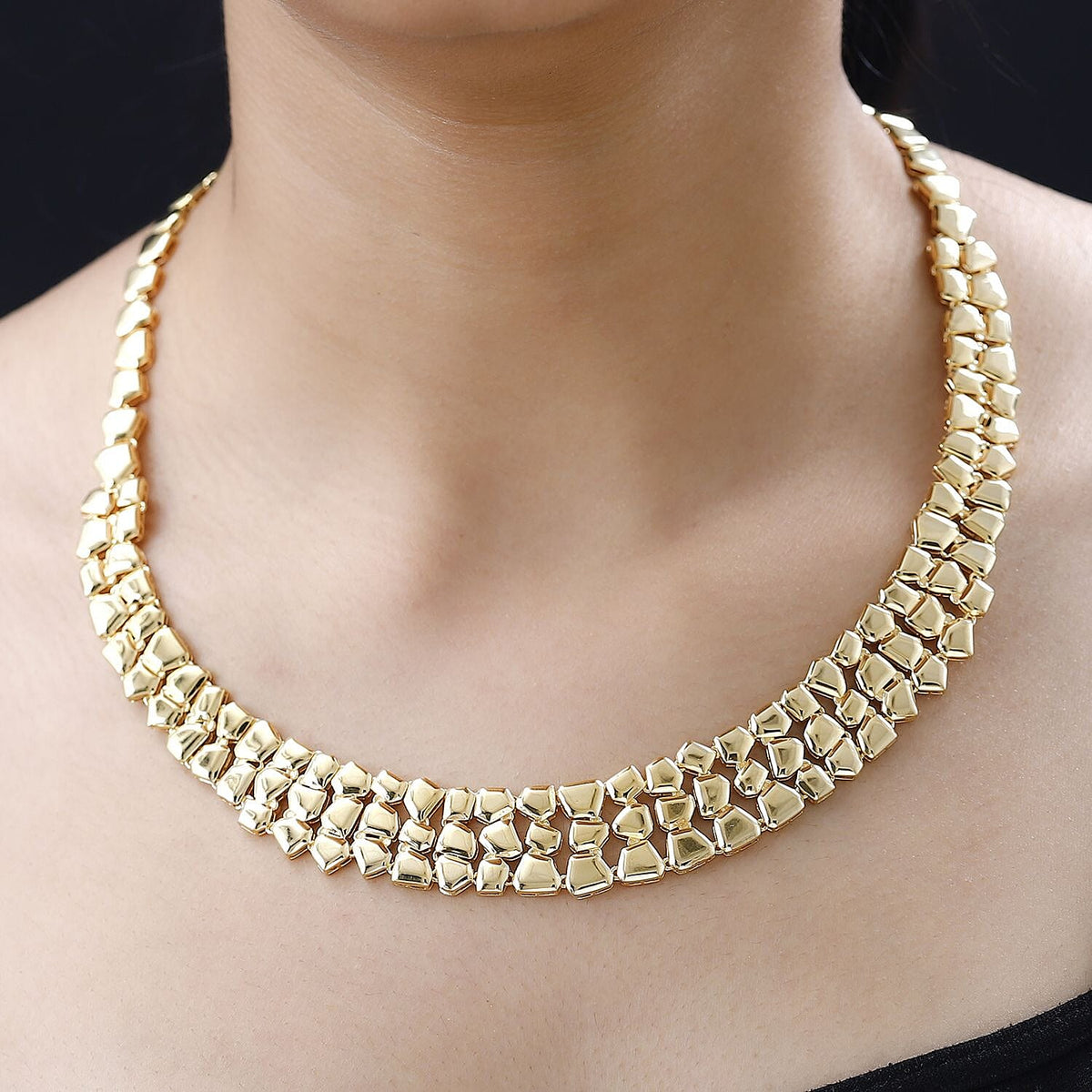 Find of the Month - Abstract Art Inspired Necklace (Size - 20) in 18K Vermeil Yellow Gold Plated Sterling Silver 7668804 1