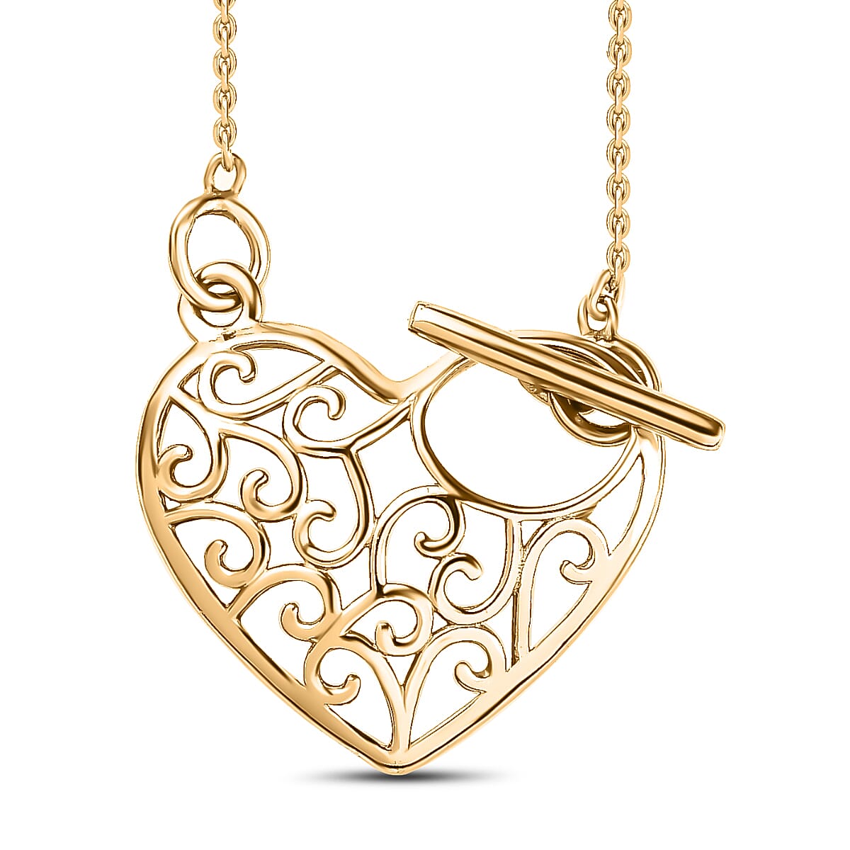 Waterproof Heart Necklace with Toggle Clasp in 18K Vermeil Yellow Gold Plating Sterling Silver (Size - 20),Wt. 8 Gms 7618225 0