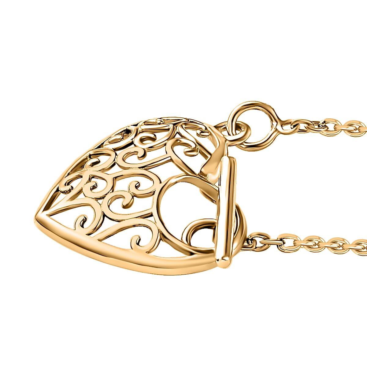 Waterproof Heart Necklace with Toggle Clasp in 18K Vermeil Yellow Gold Plating Sterling Silver (Size - 20),Wt. 8 Gms 7618225 3