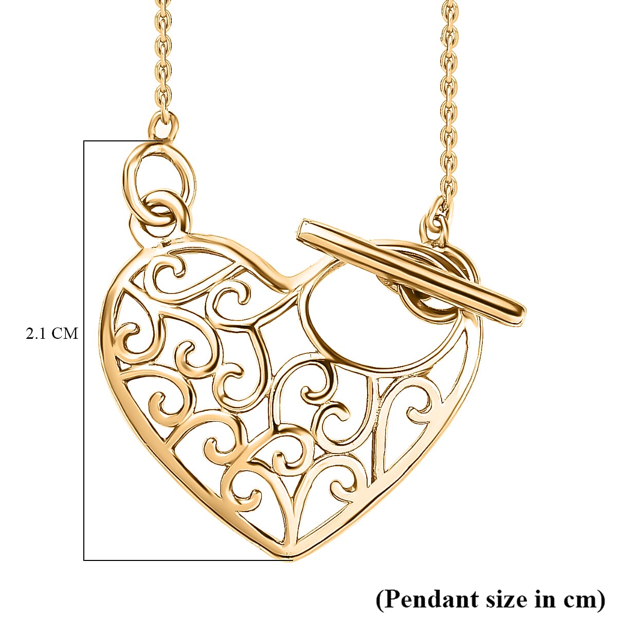 Waterproof Heart Necklace with Toggle Clasp in 18K Vermeil Yellow Gold Plating Sterling Silver (Size - 20),Wt. 8 Gms 7618225 5