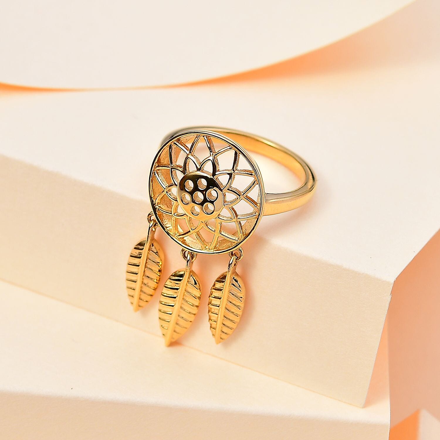 Vermeil YG Sterling Silver Fancy Ring,  Silver Wt. 6.5 Gms 7743744 1