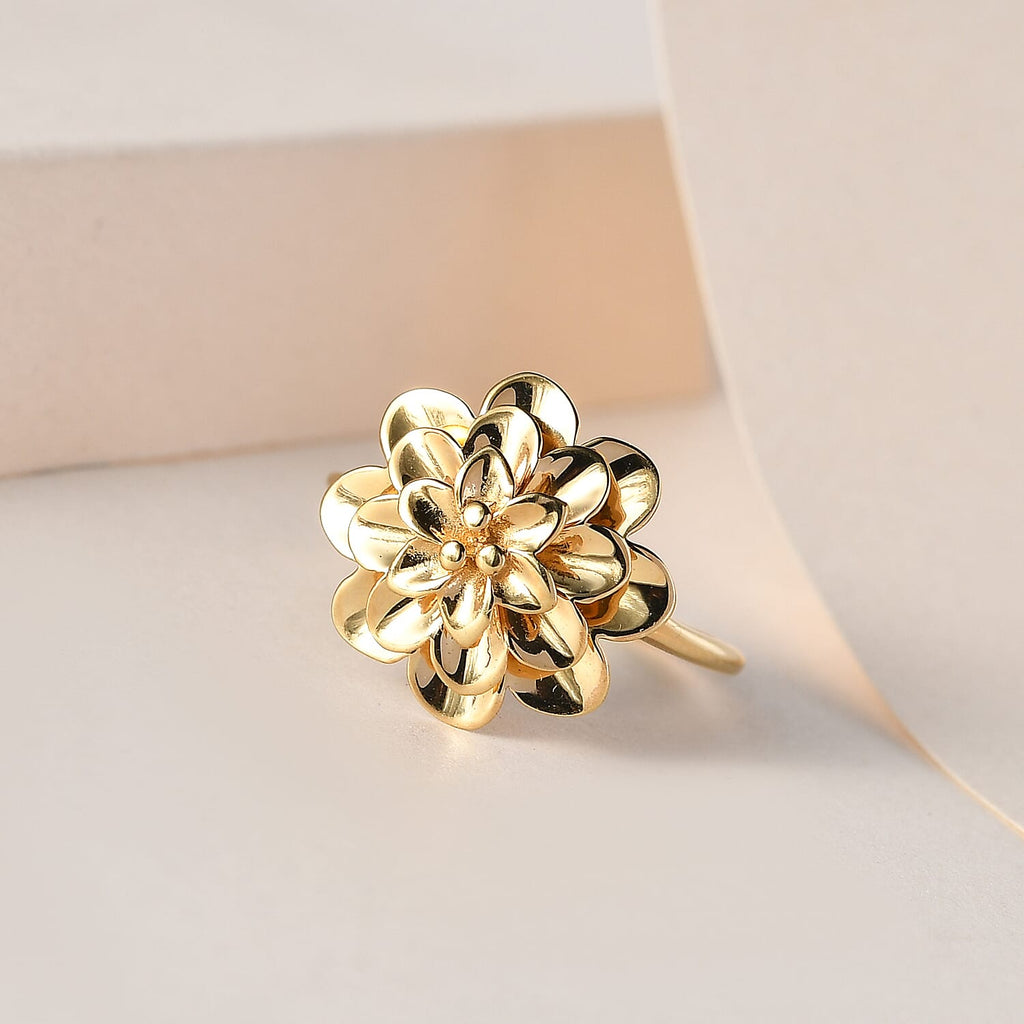 Designer Inspired - 18K Yellow Gold Vermeil Plated Sterling Silver Floral Ring