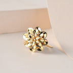 Designer Inspired - 18K Yellow Gold Vermeil Plated Sterling Silver Floral Ring