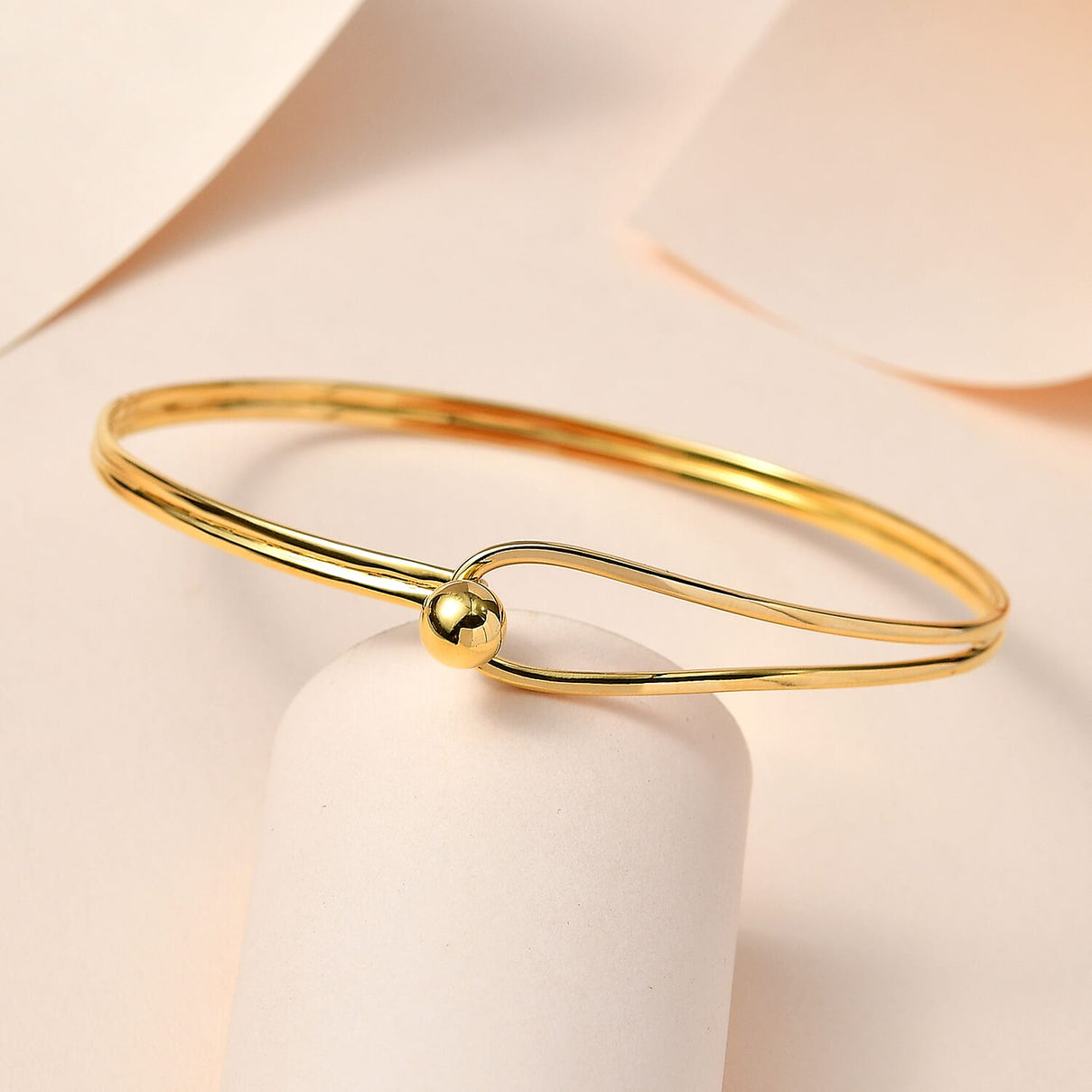 18K Vermeil Yellow Gold Plated Sterling Silver Cuff Bangle (Size 7.5) 7666711 2
