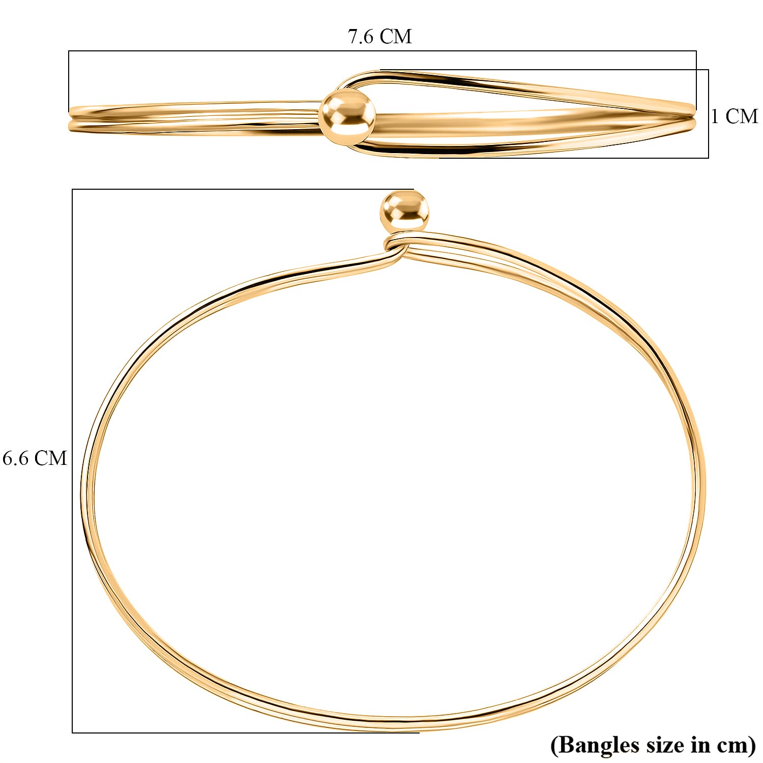 18K Vermeil Yellow Gold Plated Sterling Silver Cuff Bangle (Size 7.5) 7666711 5