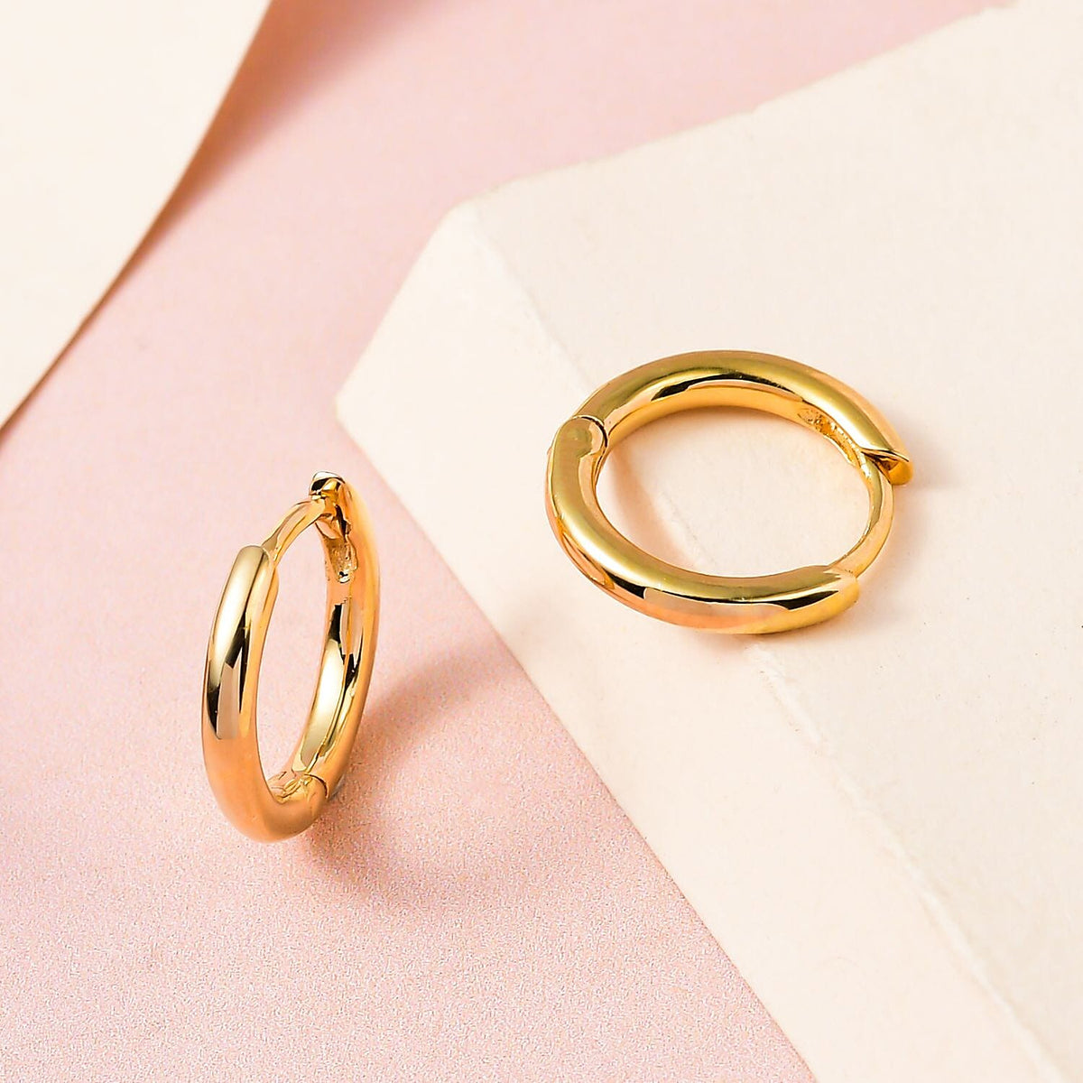 Full Hoop Earrings in Sterling Silver with an 18K Vermeil Yellow Gold (with Clasp) 7340597 2