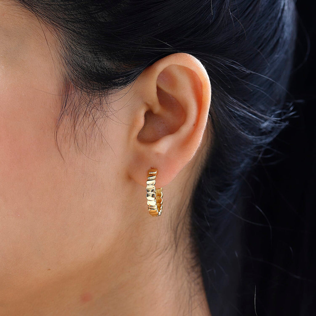 18K Gold Vermeil Sterling Silver Full Hoop Pebble Earring