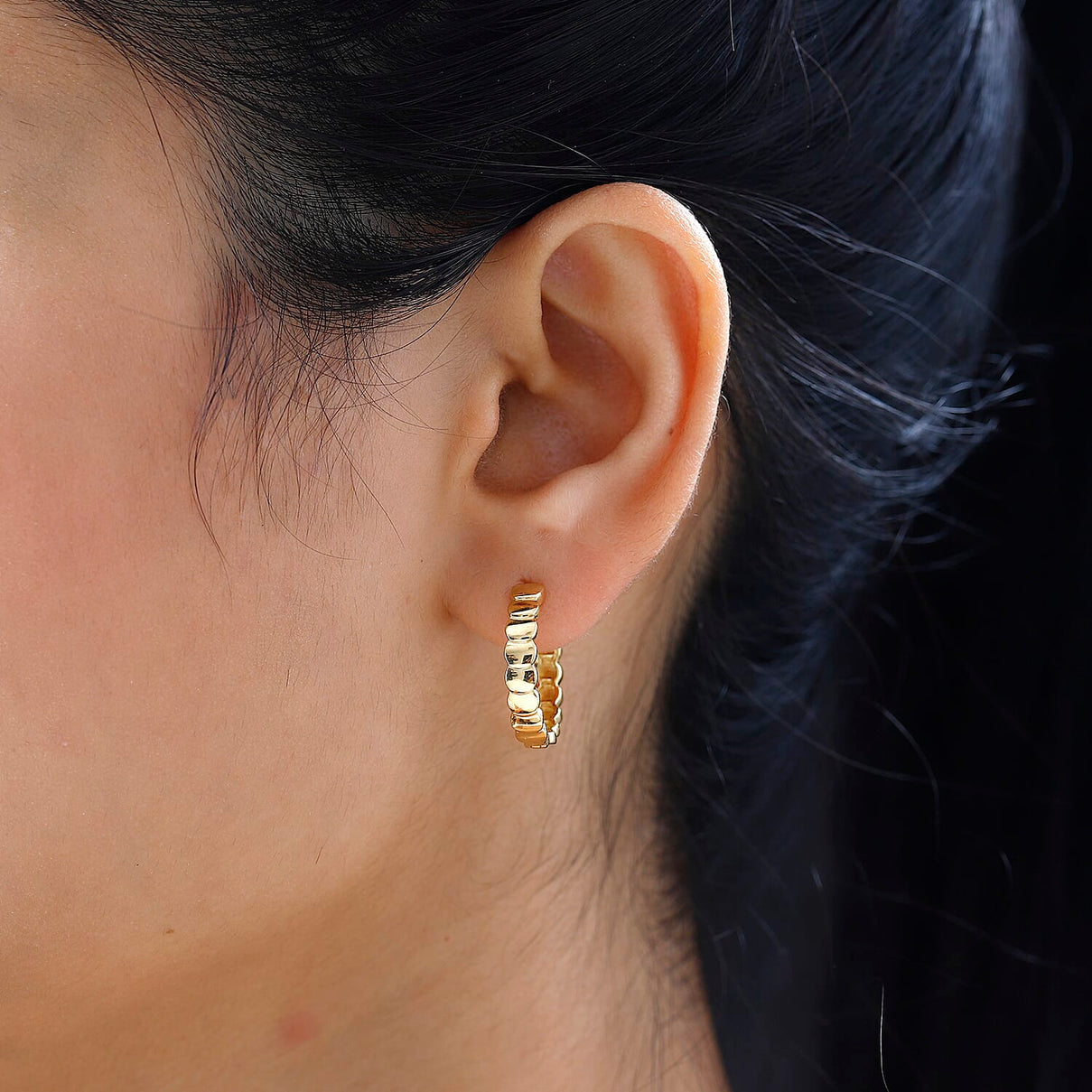 18K Gold Vermeil Sterling Silver Full Hoop Pebble Earring 7742389 2