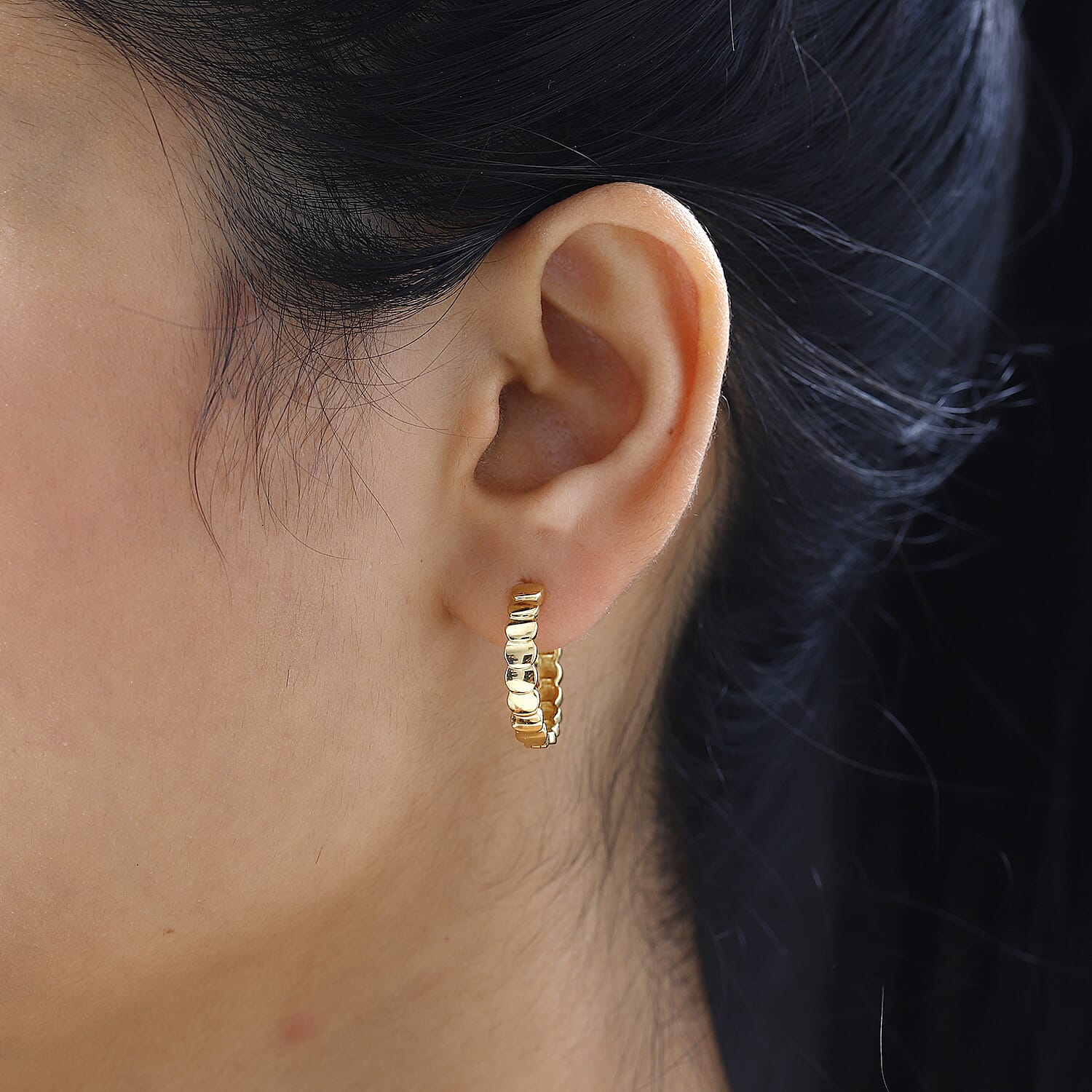 18K Gold Vermeil Sterling Silver Full Hoop Pebble Earring 7742389 2