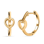 Vermeil YG Plated Sterling Silver Heart Huggie Hoop Earrings, Silver Wt. 6 Gms