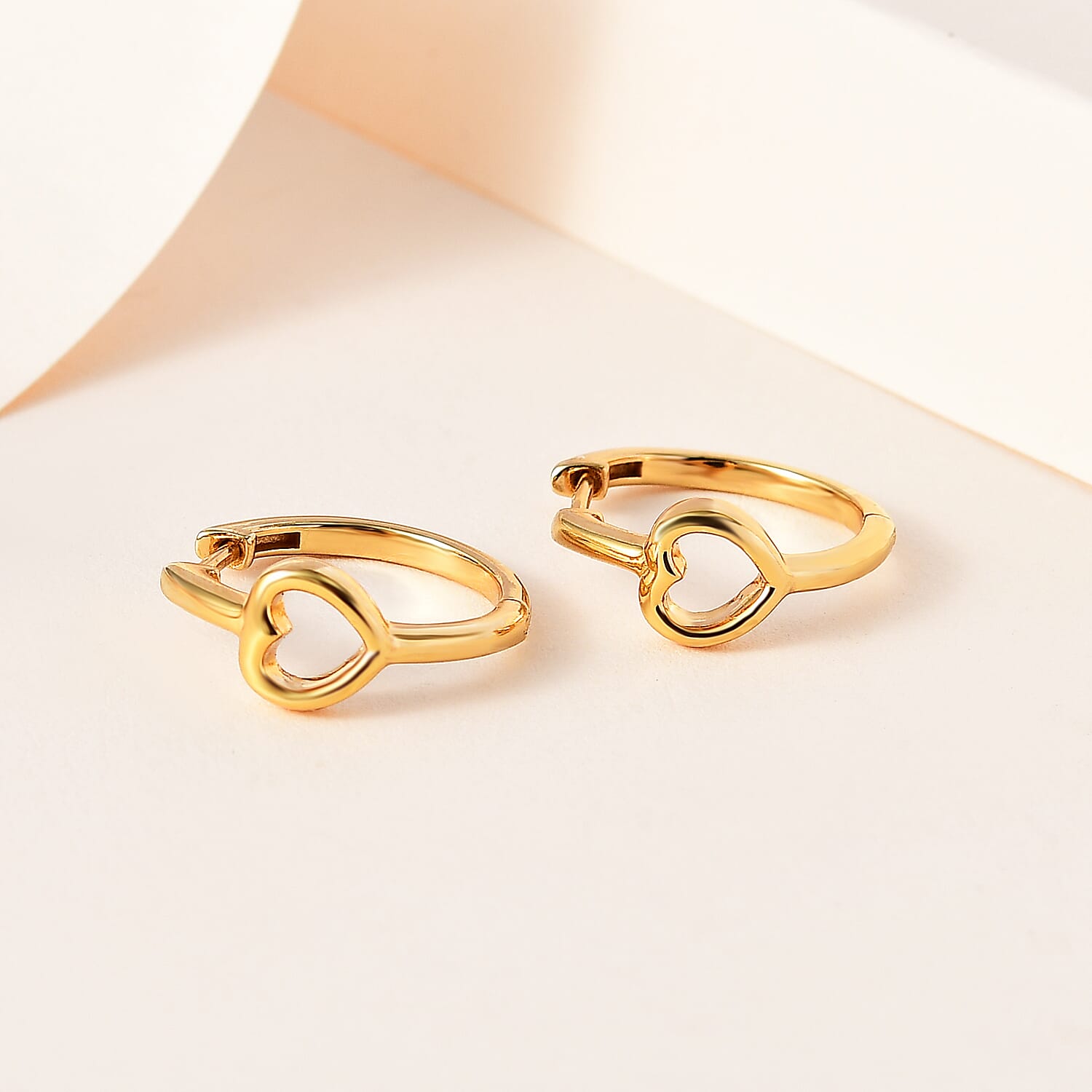 Waterproof Heart Hoop Earring in 18K Vermeil Yellow Gold Plating Sterling Silver, Silver Wt. 6 Gms 7618245 1