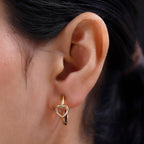Vermeil YG Plated Sterling Silver Heart Huggie Hoop Earrings, Silver Wt. 6 Gms
