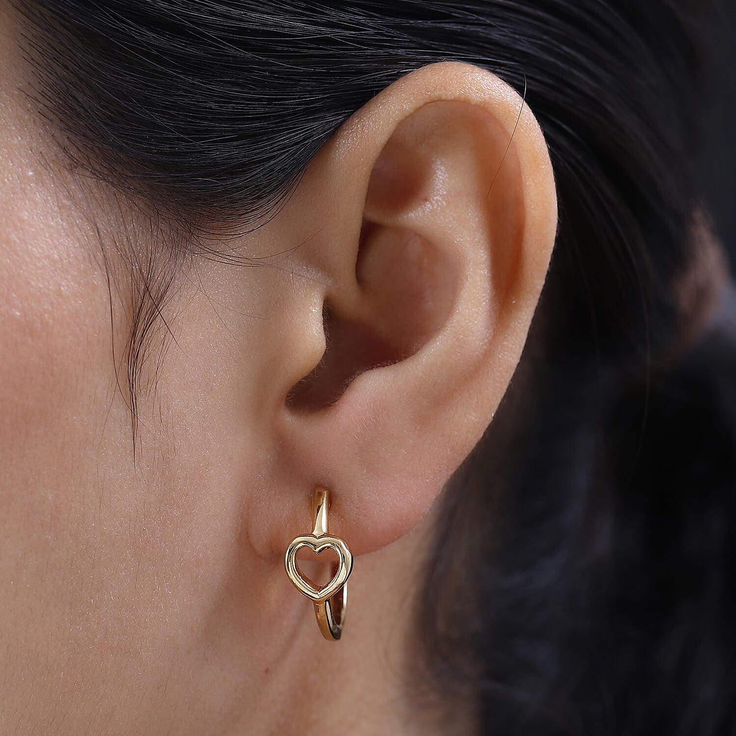 Waterproof Heart Hoop Earring in 18K Vermeil Yellow Gold Plating Sterling Silver, Silver Wt. 6 Gms 7618245 2