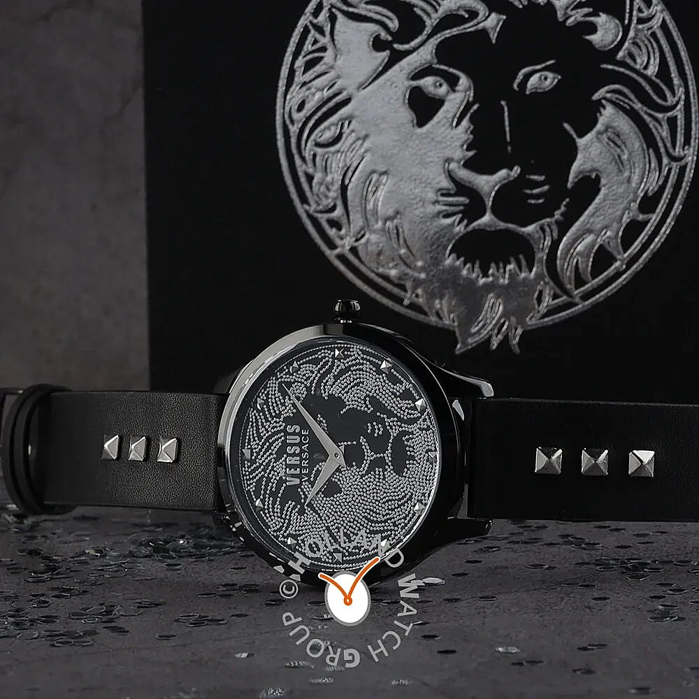 Versace Versus Nero Cint Pelle Quartz Movement 3ATM Water Resistant Analog Watch With Black Leather Strap -  Black 7713611 2