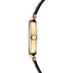 Versace Versus Los Feliz Quartz Movement 3ATM Water Resistant Analog Watch With Black Leather Strap - Yellow Gold