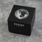 Versace Versus Los Feliz Quartz Movement 3ATM Water Resistant Analog Watch With Black Leather Strap - Yellow Gold