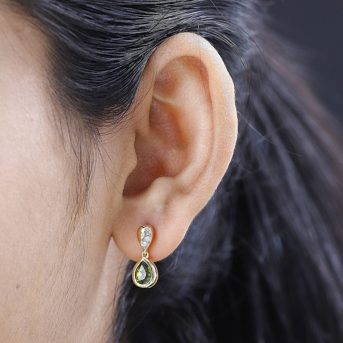 Rare Vesuvianite and Natural Zircon Dangle Earrings in 18K Yellow Gold Vermeil Plated Sterling Silver 1.64 Ct. 7621748 3