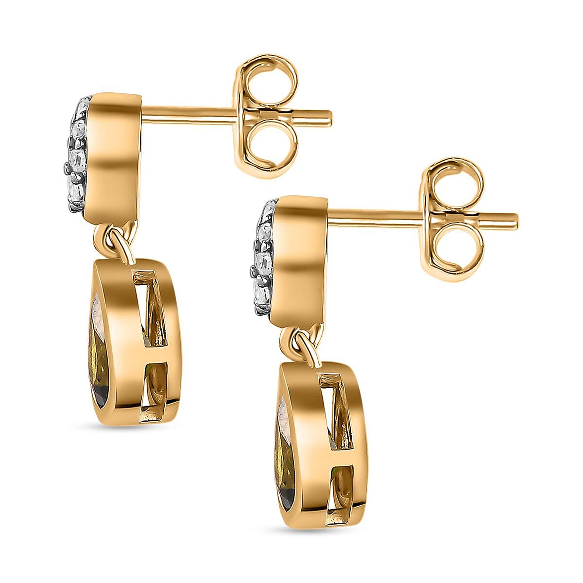 Rare Vesuvianite and Natural Zircon Dangle Earrings in 18K Yellow Gold Vermeil Plated Sterling Silver 1.64 Ct. 7621748 5