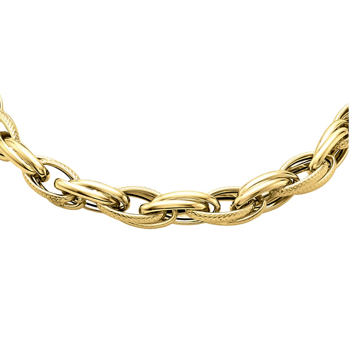Vicenza Close Out - 9K Yellow Gold Textured PRINCE of WALES Necklace (Size - 18), Gold Wt. 13.500 Gms 7722958 0