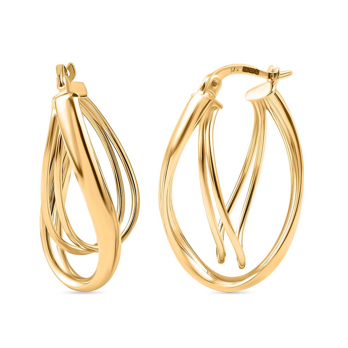 Vicenza Close Out - 9K Yellow Gold Fancy Hoop Earrings with Clasp 2.60 Gms 7939318 0