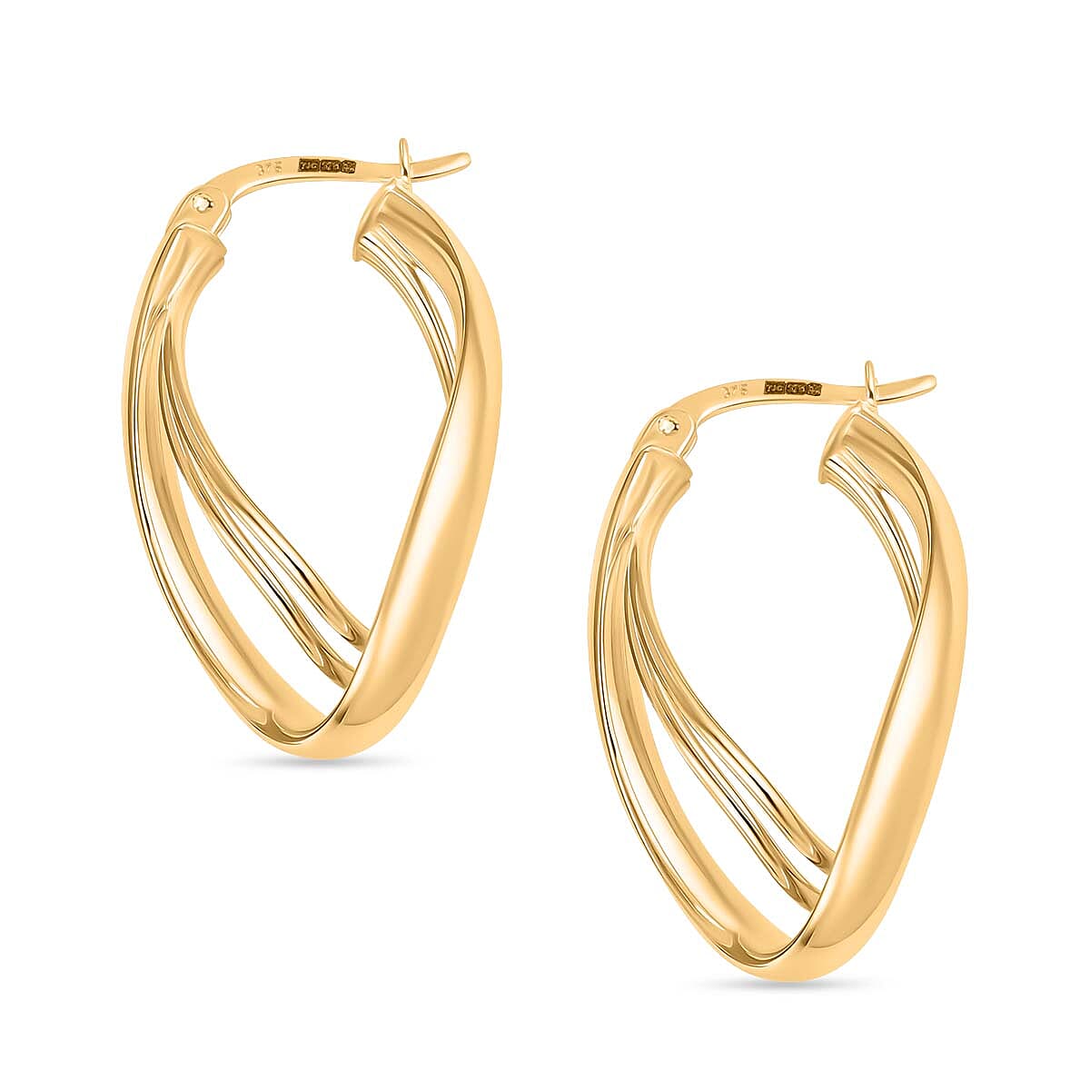 Vicenza Close Out - 9K Yellow Gold Fancy Hoop Earrings with Clasp 2.60 Gms 7939318 3