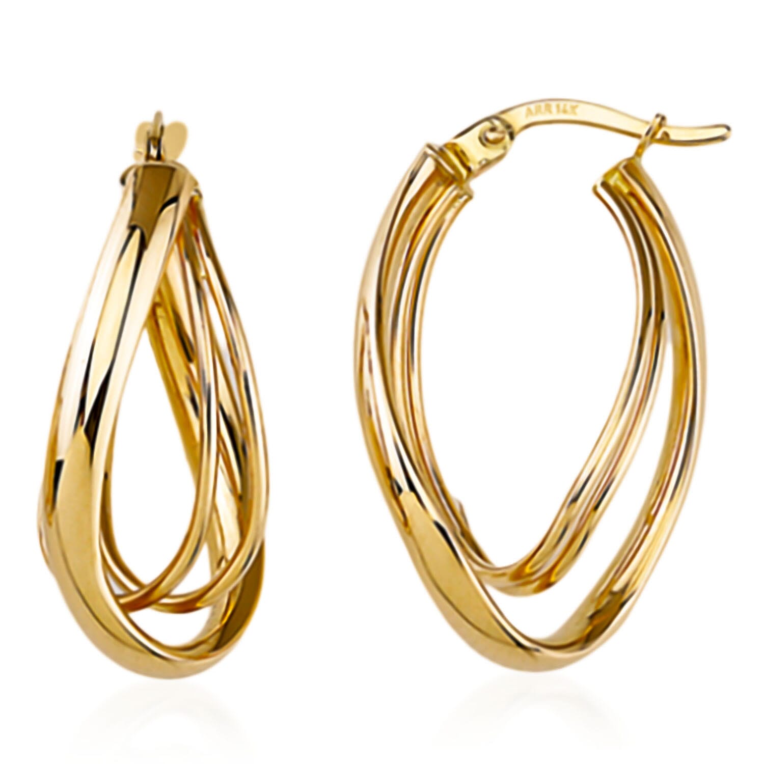 Vicenza Close Out - 9K Yellow Gold Fancy Hoop Earrings with Clasp 2.60 Gms 7939318 5