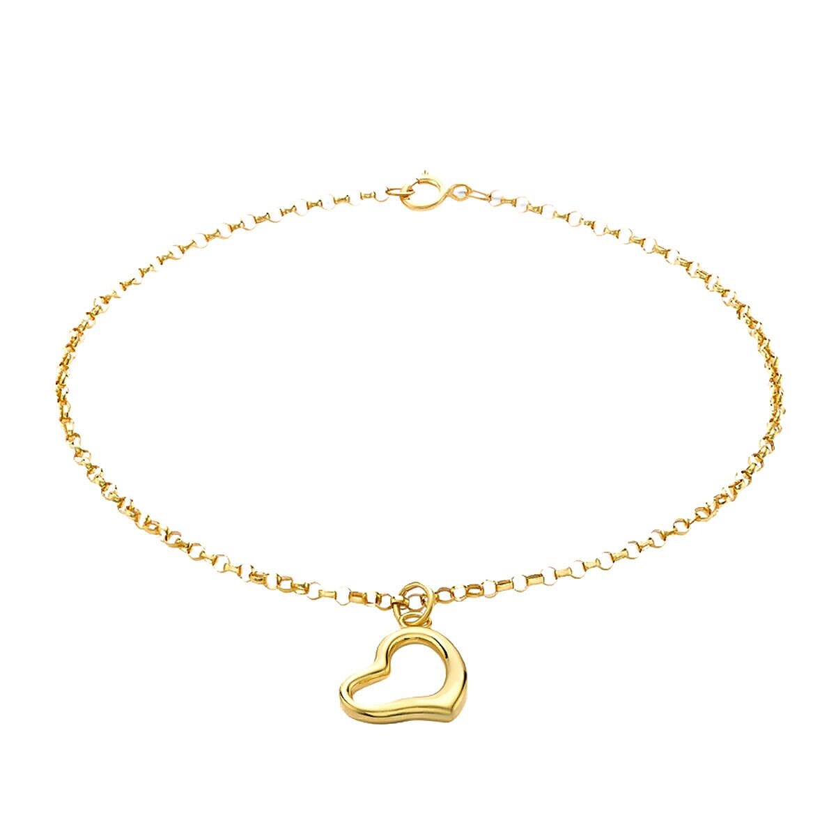 Designer Closeout - 9K Yellow Gold Belcher Heart Bracelet (Size - 7.5) with Spring Ring Clasp 7346959 0