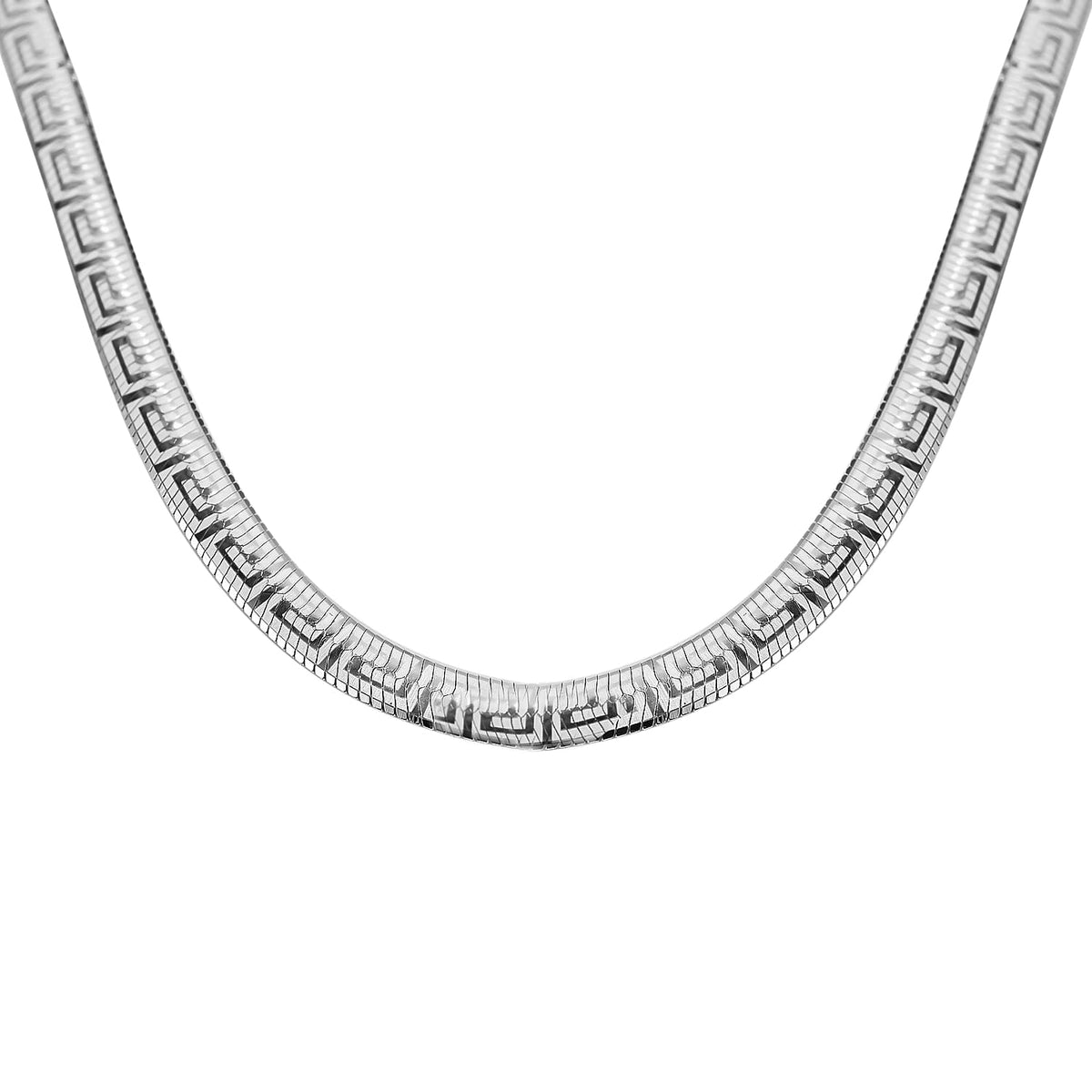Vegas Closeout - Sterling Silver Greek Key Herringbone Necklace (Size - 20), Silver Wt. 23.74 Gms 7566691 0