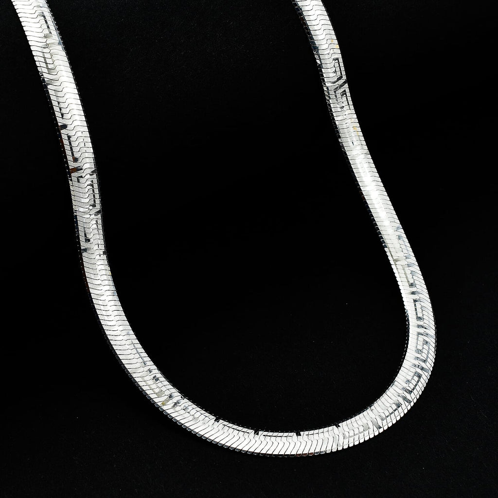 Vegas Closeout - Sterling Silver Greek Key Herringbone Necklace (Size - 20), Silver Wt. 23.74 Gms