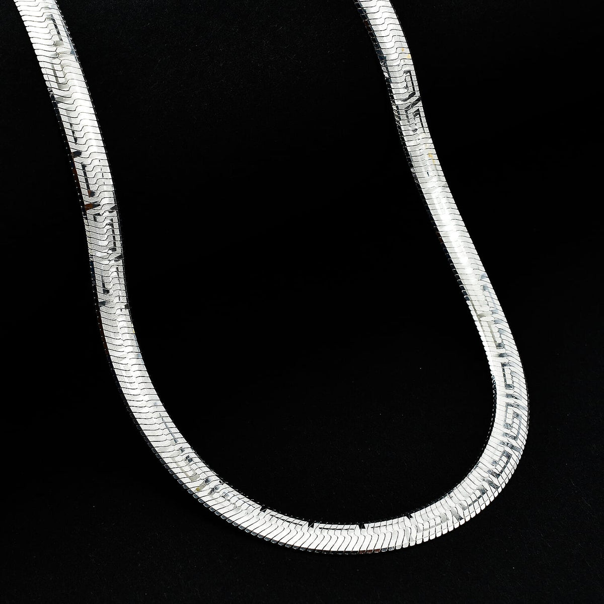 Vegas Closeout - Sterling Silver Greek Key Herringbone Necklace (Size - 20), Silver Wt. 23.74 Gms 7566691 1