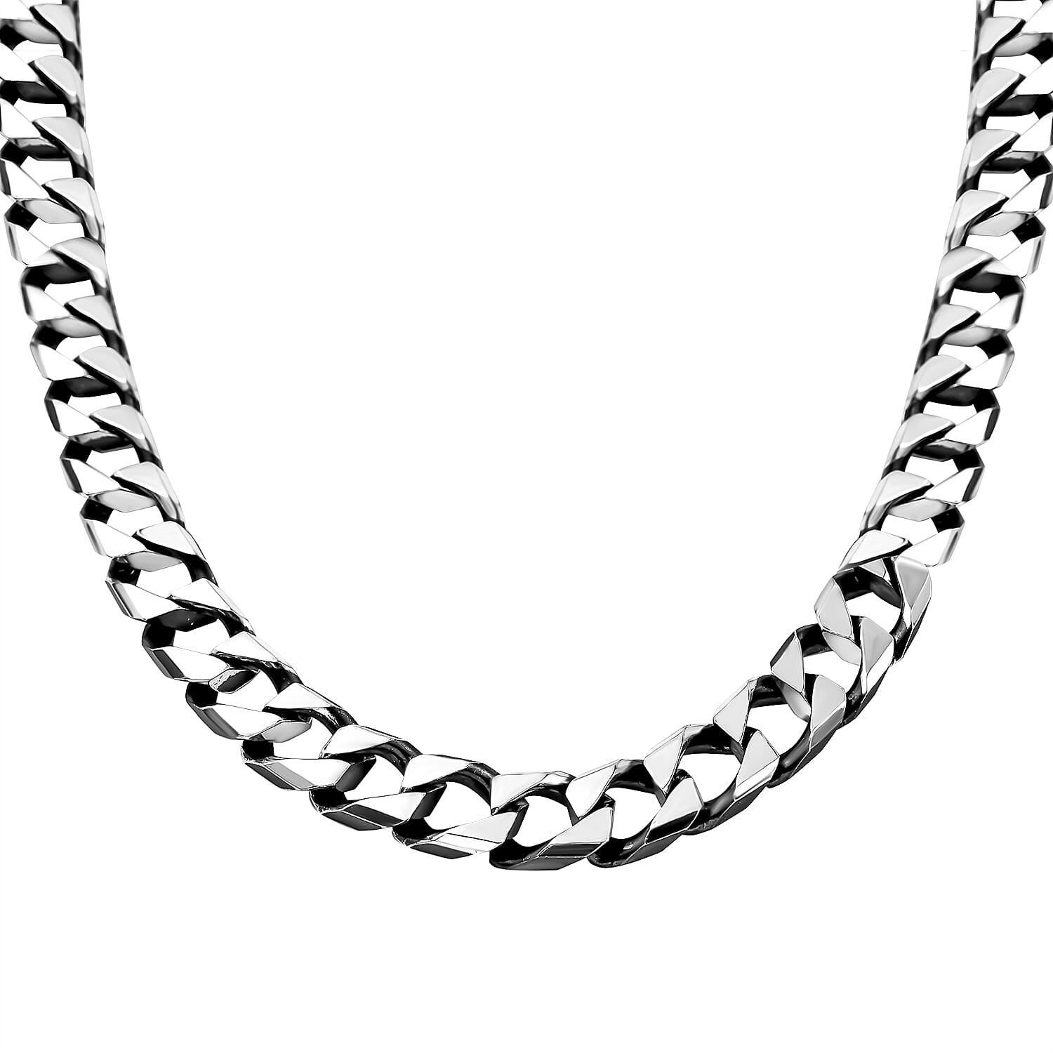 Vicenza Close Out - Rhodium Overlay Sterling Silver Curb Necklace (Size - 20), Silver Wt. 84.00 Gms 7347313 0