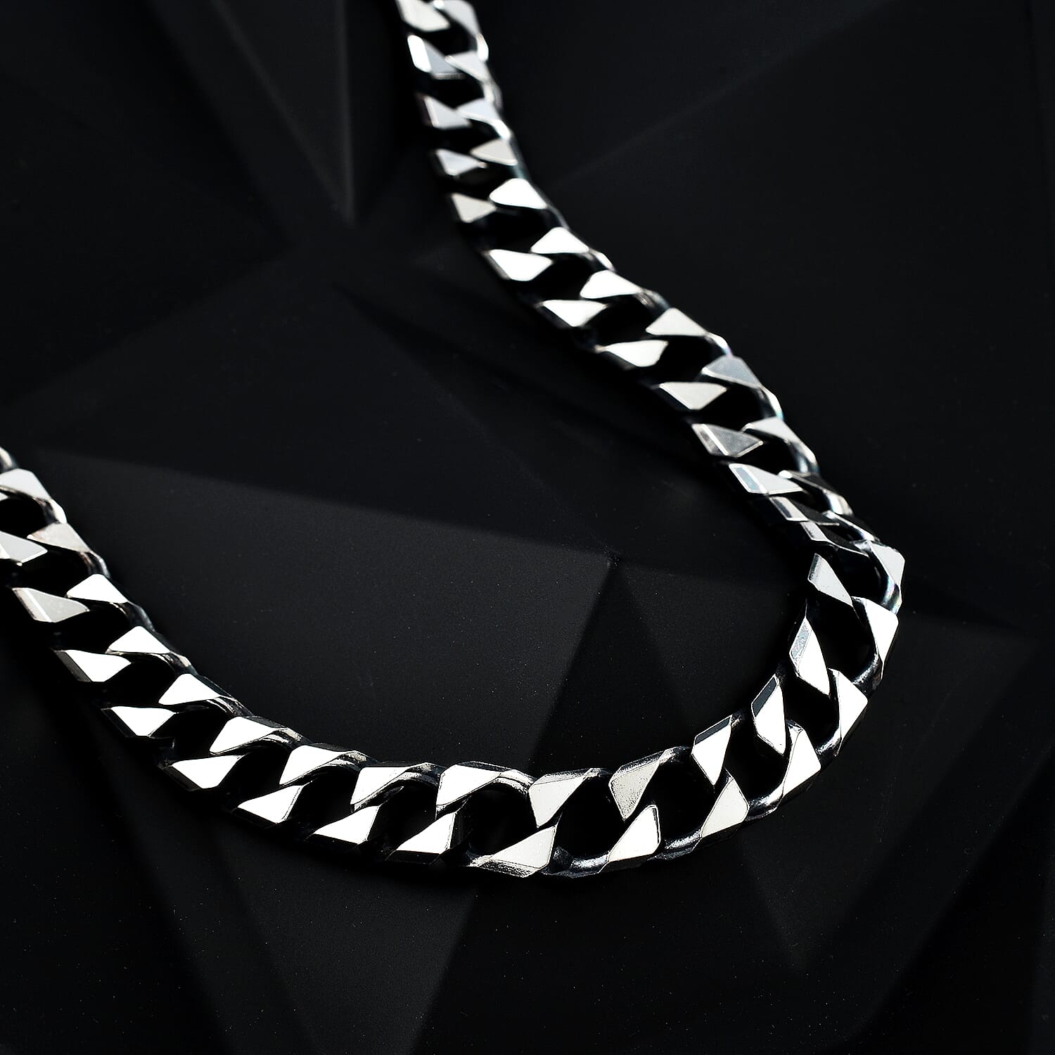 Vicenza Close Out - Rhodium Overlay Sterling Silver Curb Necklace (Size - 20), Silver Wt. 84.00 Gms 7347313 1