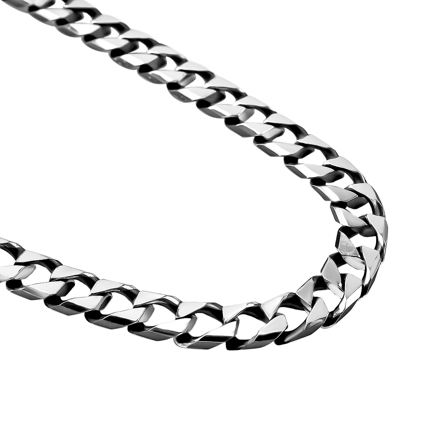 Vicenza Close Out - Rhodium Overlay Sterling Silver Curb Necklace (Size - 20), Silver Wt. 84.00 Gms 7347313 2