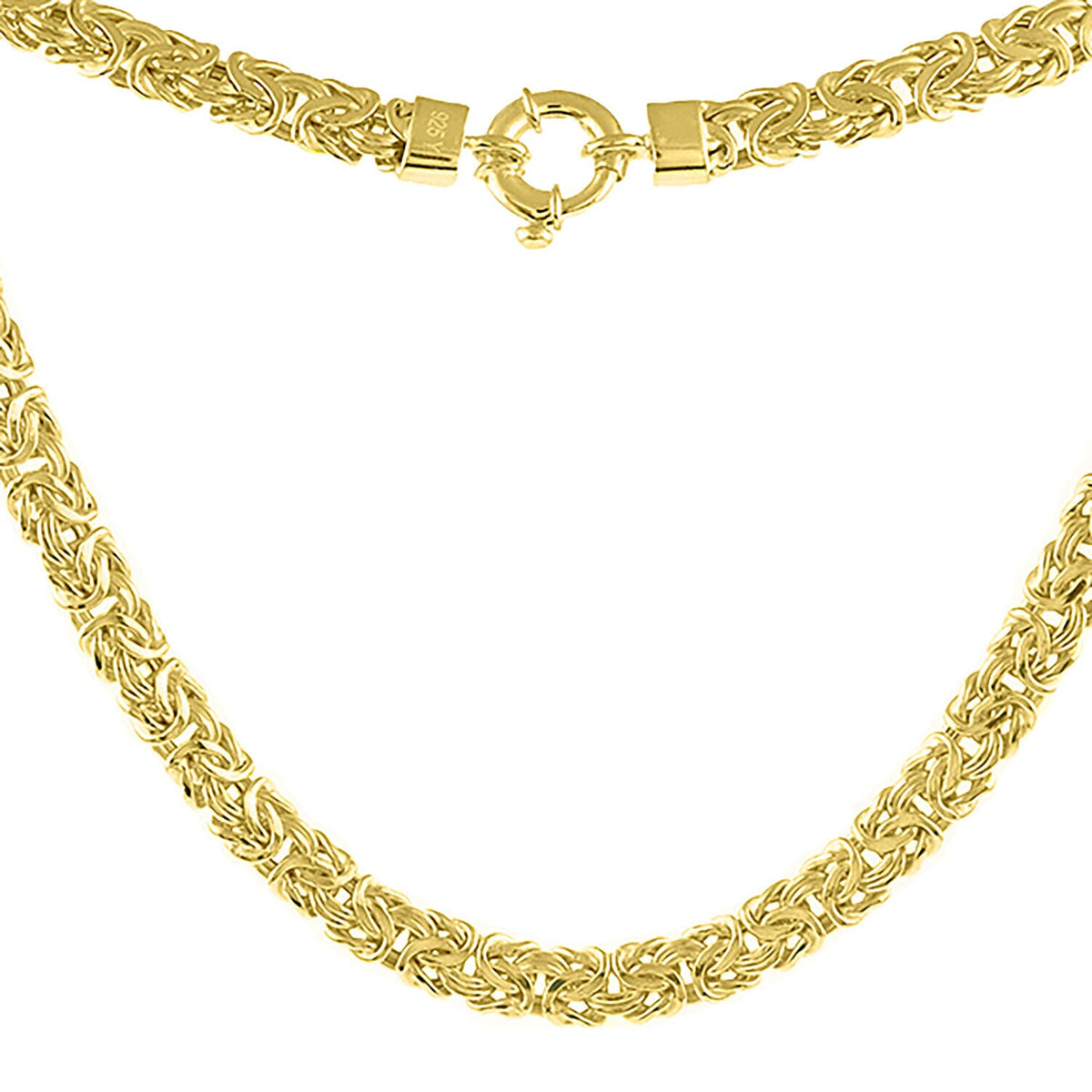 Vicenza CloseOut-  Gold Overlay Sterling Silver Byzantine Necklace (Size - 20) with Senorita Ring Clasp, Silver Wt. 33.5 Gms 7340559 0