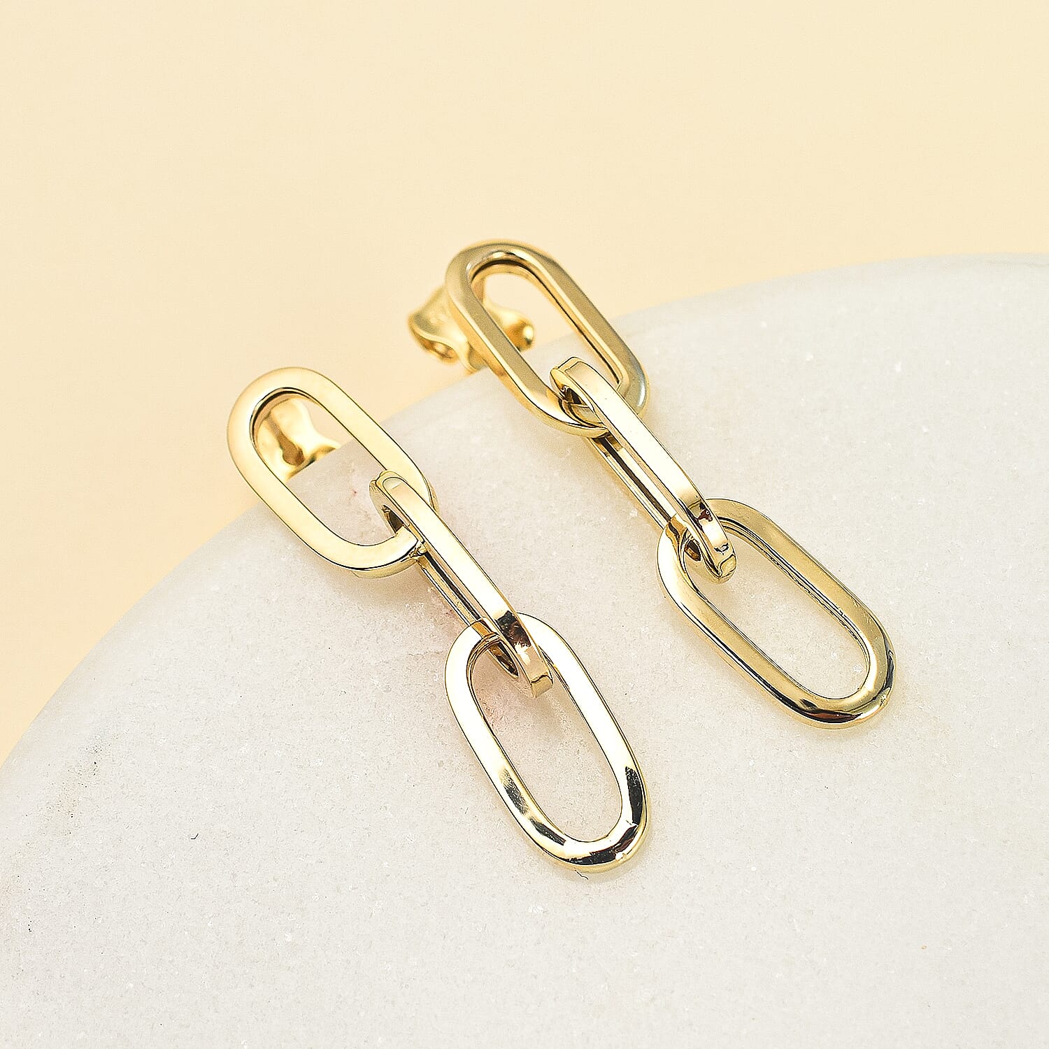 Vicenza Closeout - 9K Yellow Gold Paperclip Drop Earrings 7674333 1