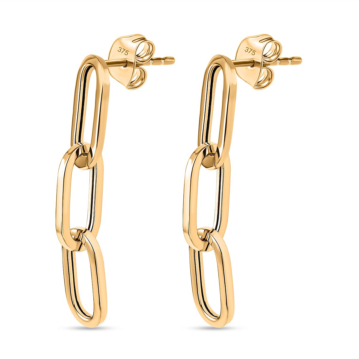 Vicenza Closeout - 9K Yellow Gold Paperclip Drop Earrings 7674333 3
